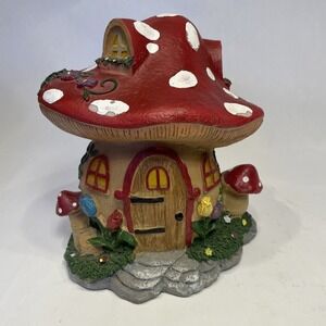 Miniature Fairy Garden 8" Mushroom Cottage w/ Flowers